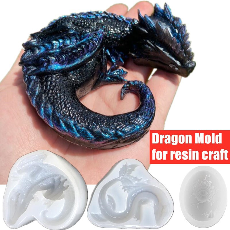 Resin Art Things - 3 Styles Mirror Sleepy Dragon Dinosaur