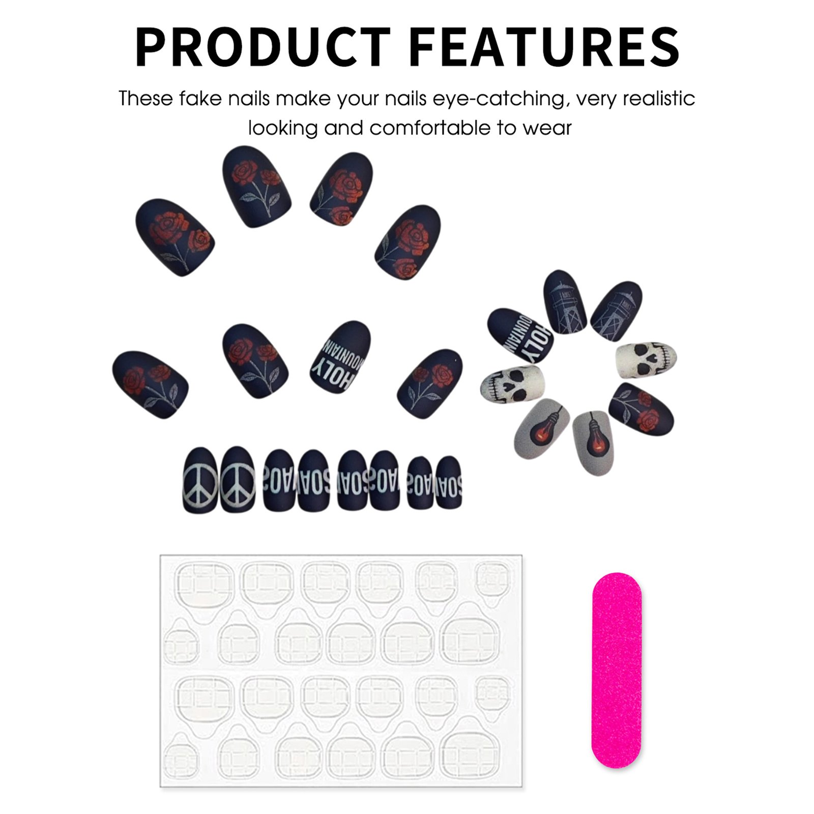 24pcs Press On Nails Resin Mat - Resin Art For Rose recension och pris
