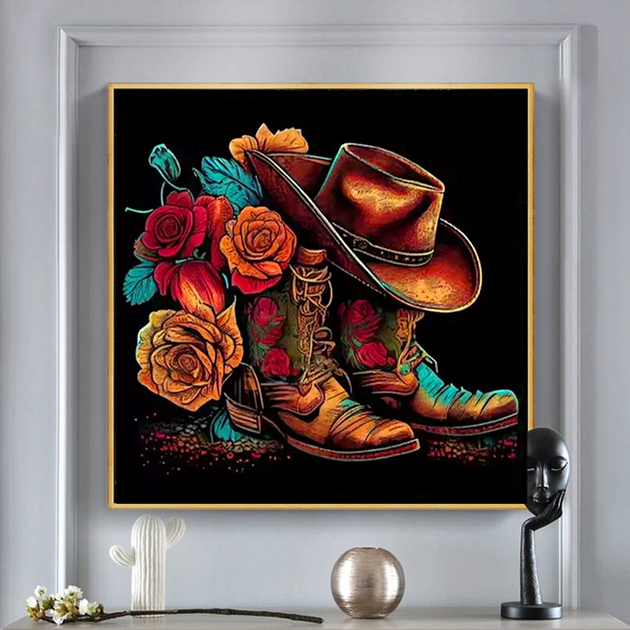 Cowboy Hat Boots Diamond Paint - Resin Art For Rose recension och pris