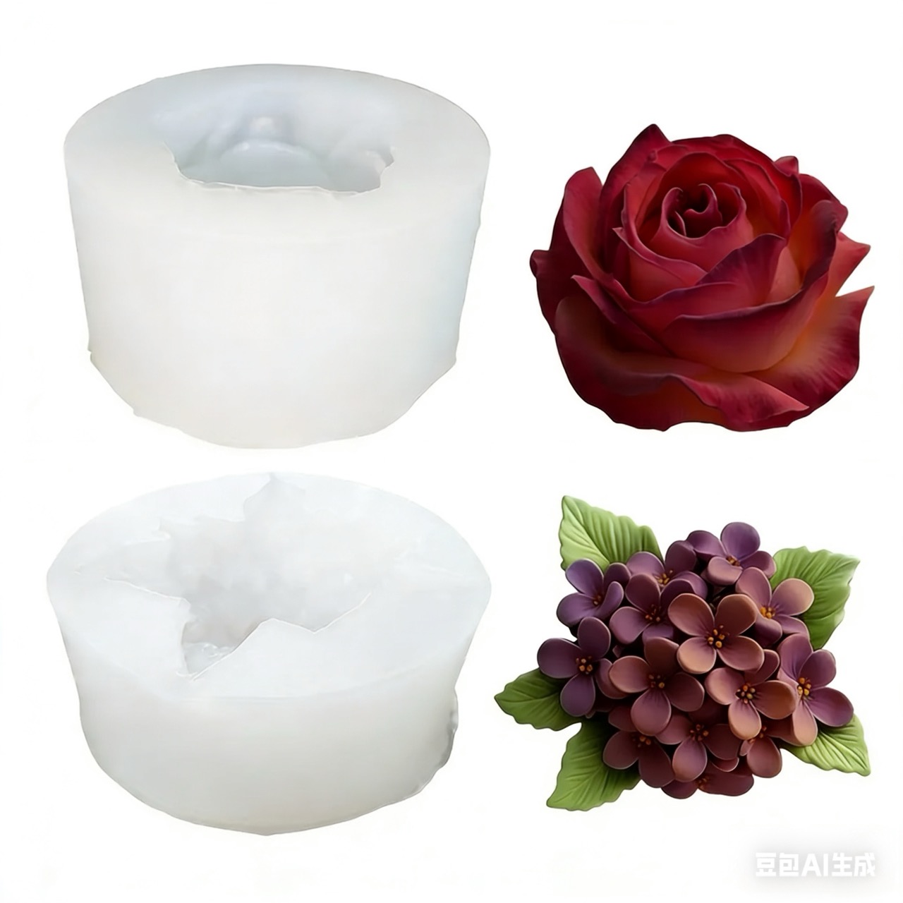 2-Piece 3D Rose and Lilac Sili - Resin Art For Rose recension och pris