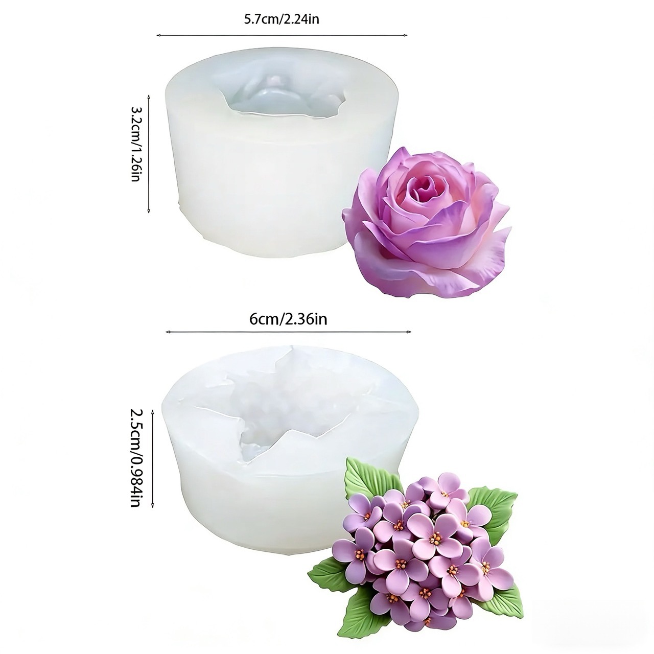 2-Piece 3D Rose and Lilac Sili - Resin Art For Rose recension och pris
